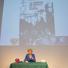 Sur la présentation du livre du Secrétaire perpétuel de l’Académie française Hélène Carrère d'Encausse «Le Général De Gaulle et la Russie», Paris, 26 mars 2018