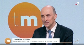 Télématin sur France 2 avec Alexander Zezyuline, Ministre-conseiller de l'Ambassade de Russie en France