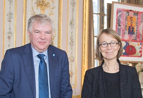 Sur la rencontre de S.E.l’Ambassadeur de Russie en France Alexey Meshkov avec Mme Françoise Nyssen, Ministre de la Culture de la République Française, Paris, 1 mars 2018