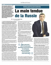 Présent, 19 avril 2018, entretien avec le ministre-conseiller de l'Ambassade de Russie en France Artem Studennikov